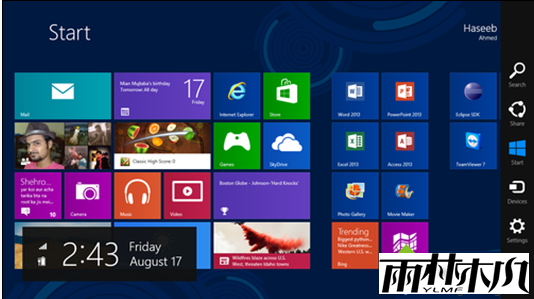 搜索键位于Charm Bar中